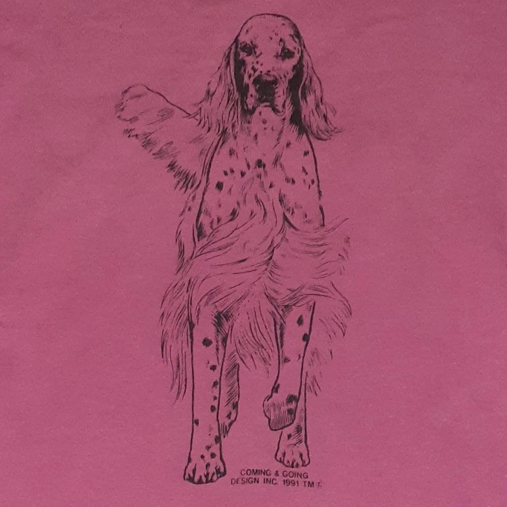 1991 Dog Vintage Single Line Stitch Tee Pink Shirt Dogs Animal Animals